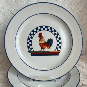 Vtg Century Stoneware "Remy" Plates Made in Thailand Set of 2 Rooster Motif